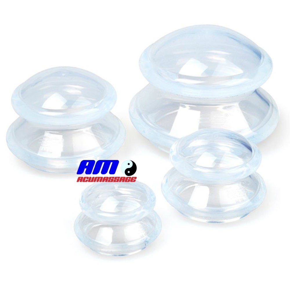 Set di 4 coppette a ventosa trasparenti